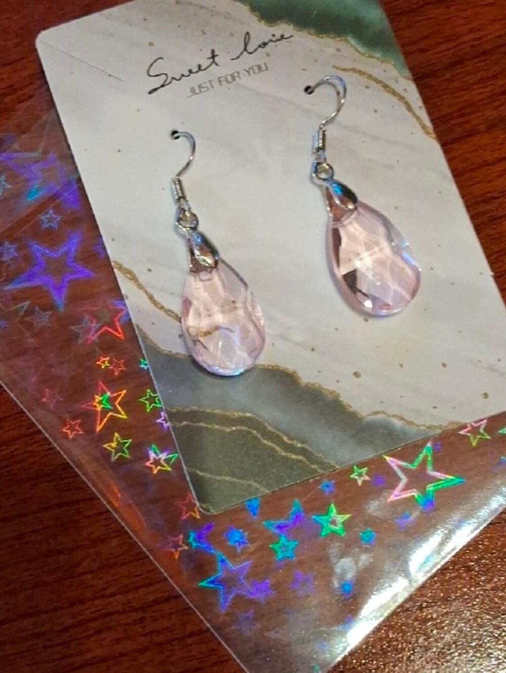 $8 Each Or Bundle 5/$20 Light Pink Teardrop Crystal Dangle Earrings